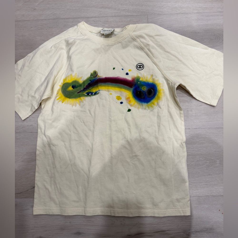 Gucci Kids Cream Dragon and Alien Tee- size 10